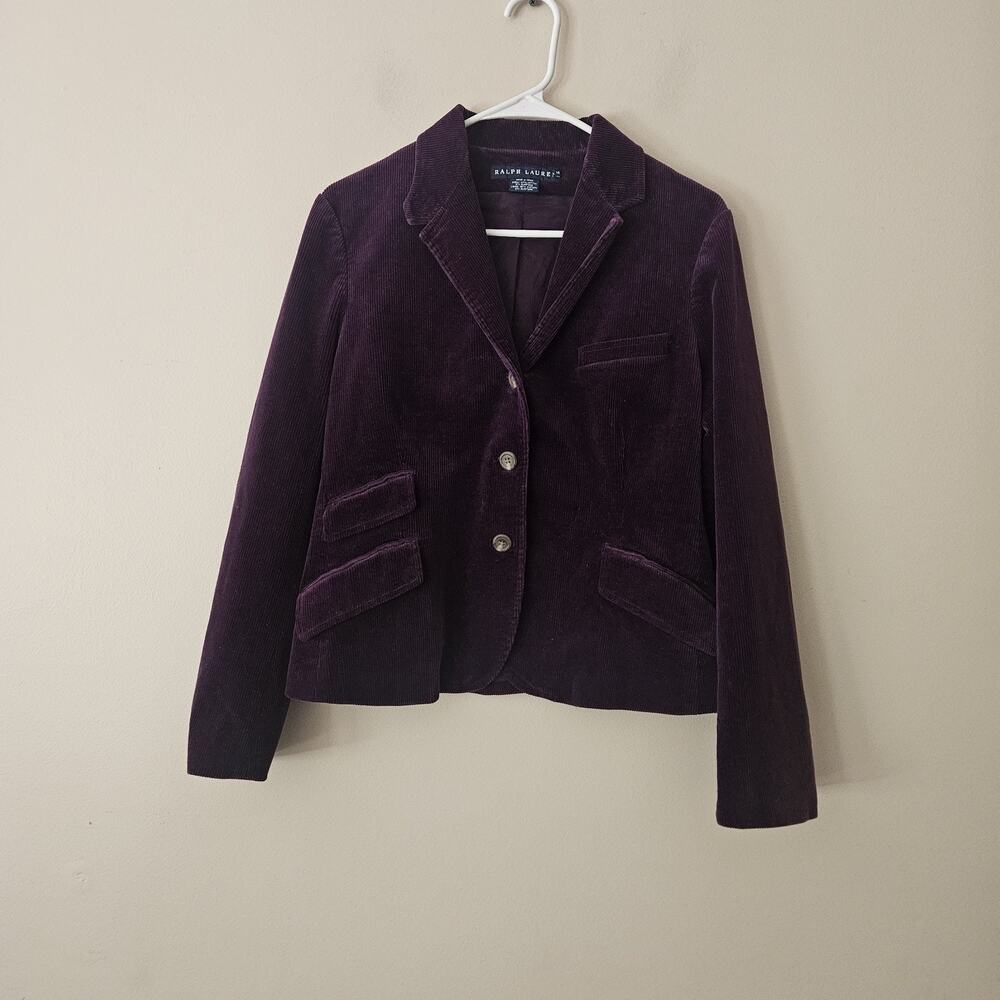 Vintage Ralph Lauren Purple Corduroy Jacket Blazer Size 14